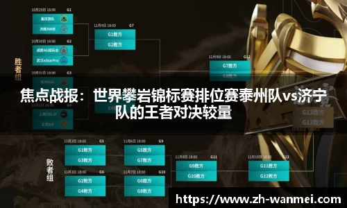 焦点战报：世界攀岩锦标赛排位赛泰州队vs济宁队的王者对决较量