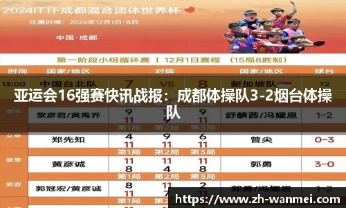 亚运会16强赛快讯战报：成都体操队3-2烟台体操队